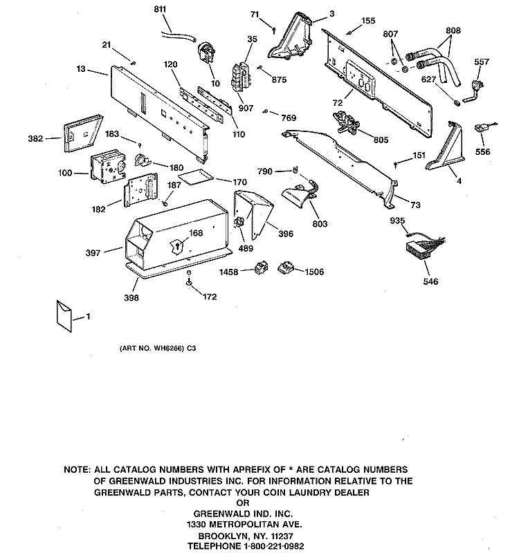 CONTROLS & BACKSPLASH Diagram and Parts List for WLCD2050B0KC  General Electric Washer