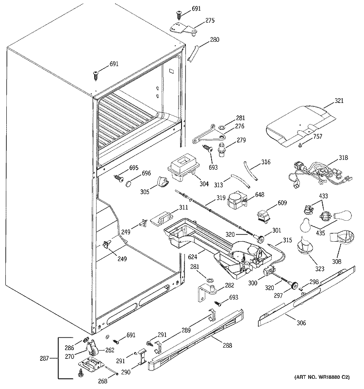 FRESH FOOD SECTION Diagram and Parts List for GTS19ZCMCRWW  General Electric Refrigerator