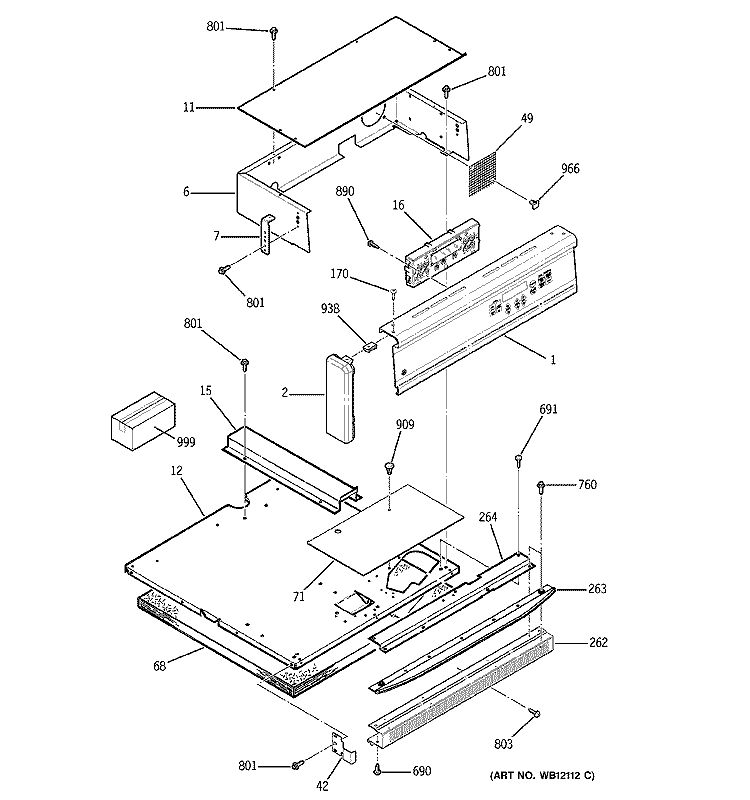 CONTROL PANEL Diagram and Parts List for JGRS14BEW5BB  General Electric Range