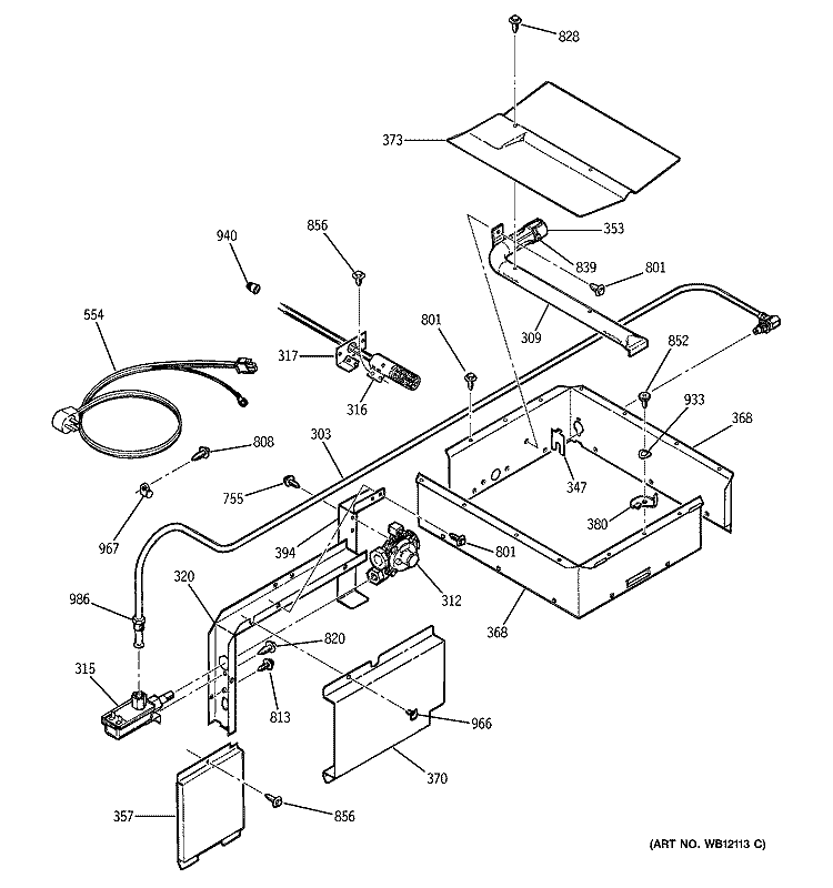 GAS & BURNER PARTS Diagram and Parts List for JGRS14BEW5BB  General Electric Range