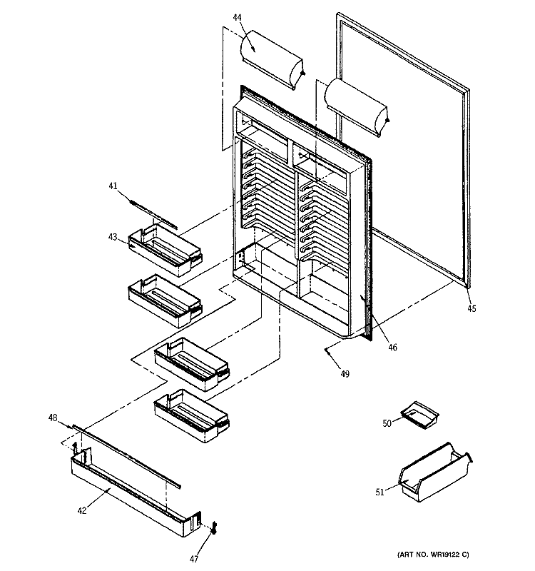 REFRIGERATOR DOOR (INTERIOR) Diagram and Parts List for TCX22ZASBRAD  General Electric Refrigerator