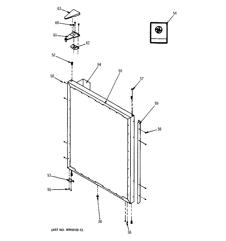 REFRIGERATOR DOOR (EXTERIOR) Diagram and Parts List for TCX22ZASBRAD  General Electric Refrigerator