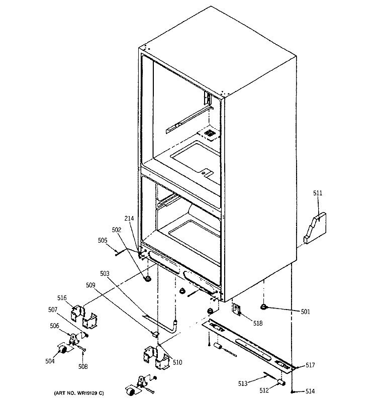 ROLLERS & MISCELLANEOUS CABINETS Diagram and Parts List for TCX22ZASBRAD  General Electric Refrigerator