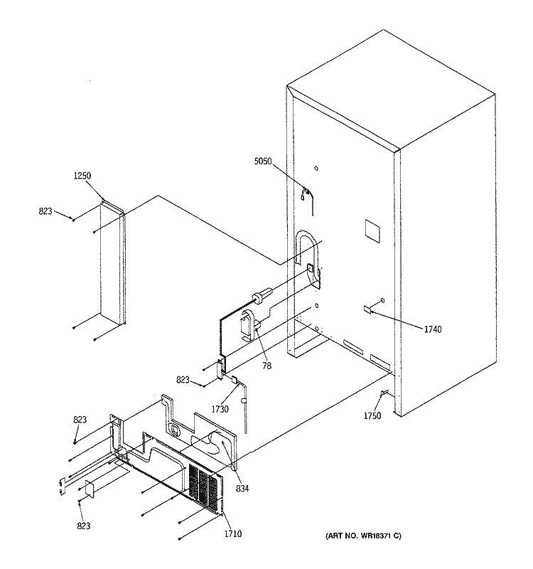 CABINET BACK Diagram and Parts List for TCX22ZAXARAD  General Electric Refrigerator