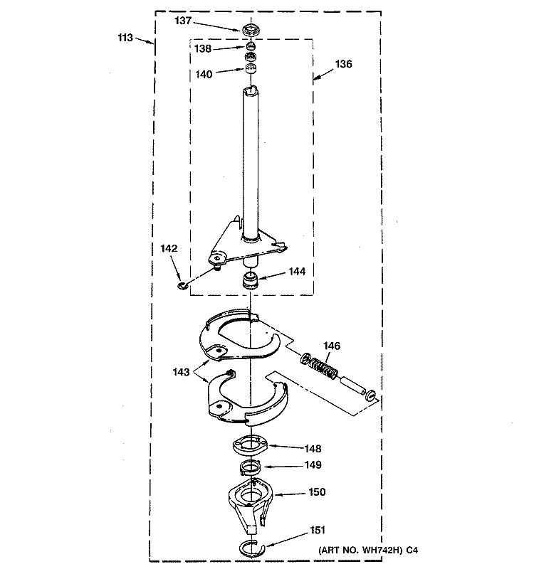 BRAKE & DRIVE PARTS Diagram and Parts List for WSM2420TAACC  General Electric Washer Dryer Combo