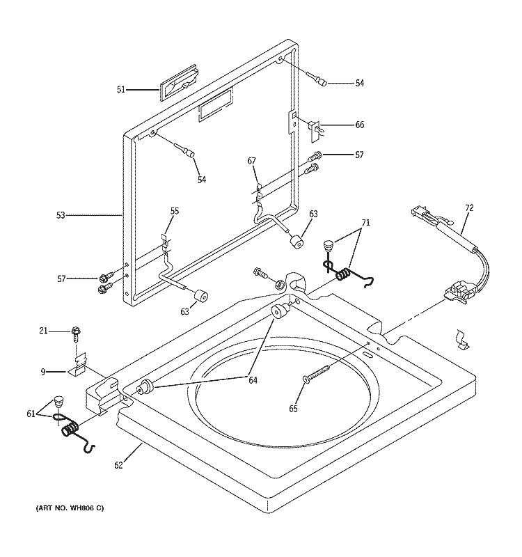 WASHER TOP & LID Diagram and Parts List for WSM2420TAACC  General Electric Washer Dryer Combo