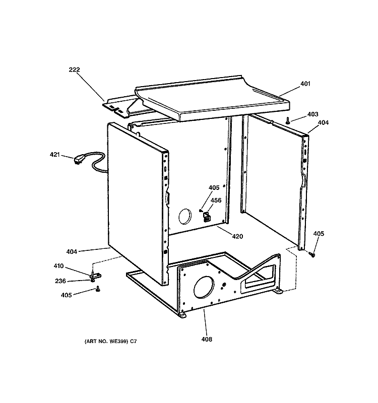 CABINET Diagram and Parts List for DWXR485GB0WW  General Electric Dryer