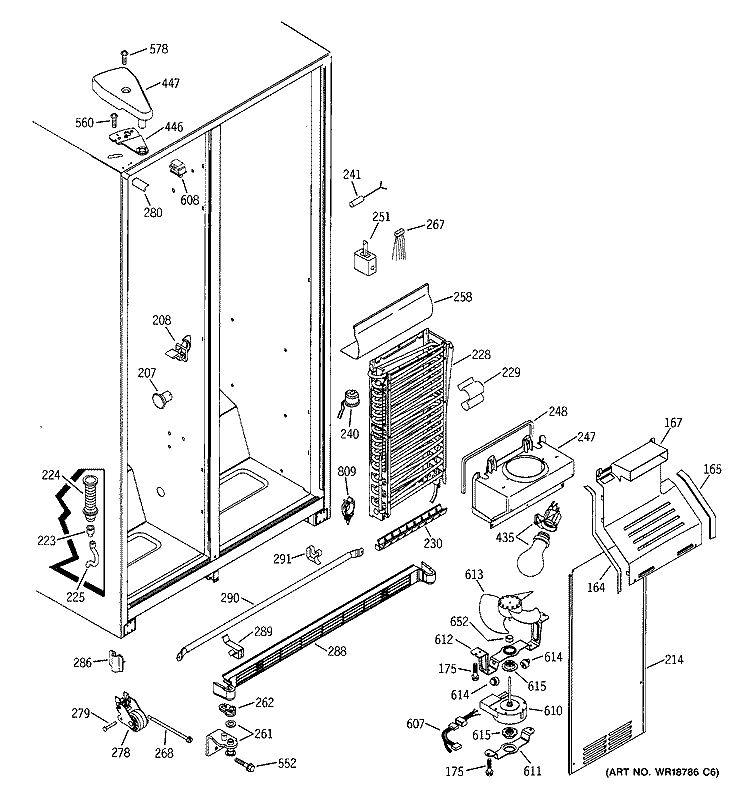 FREEZER SECTION Diagram and Parts List for RSG25KEMBFWW  General Electric Refrigerator