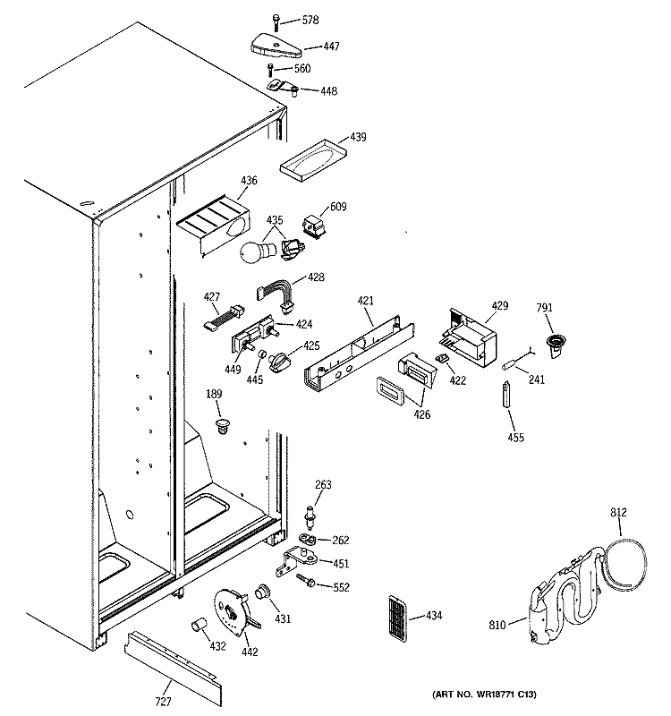 FRESH FOOD SECTION Diagram and Parts List for RSG25KEMBFWW  General Electric Refrigerator