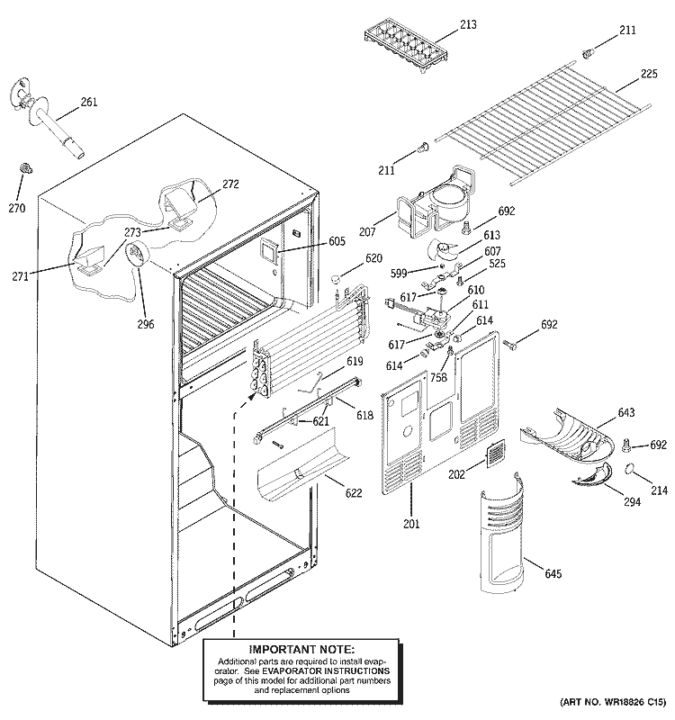 FREEZER SECTION Diagram and Parts List for HTS18GBMCRWW  Hotpoint Refrigerator
