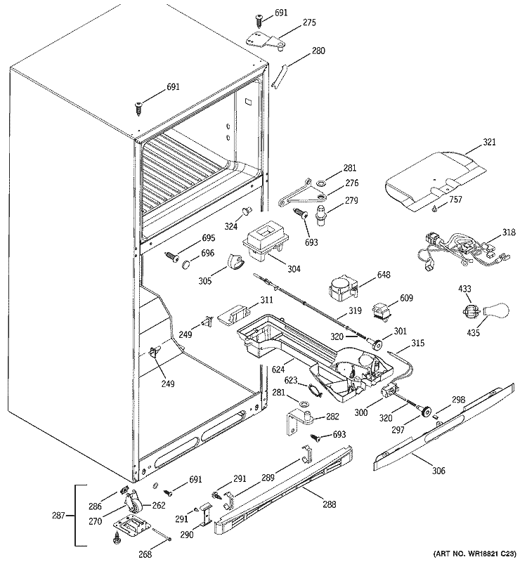 FRESH FOOD SECTION Diagram and Parts List for HTS18BCMCRWW  Hotpoint Refrigerator
