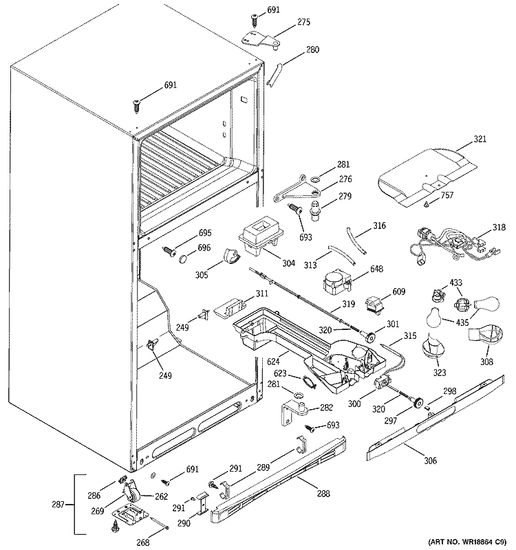 FRESH FOOD SECTION Diagram and Parts List for GTH18KBMCRCC  General Electric Refrigerator