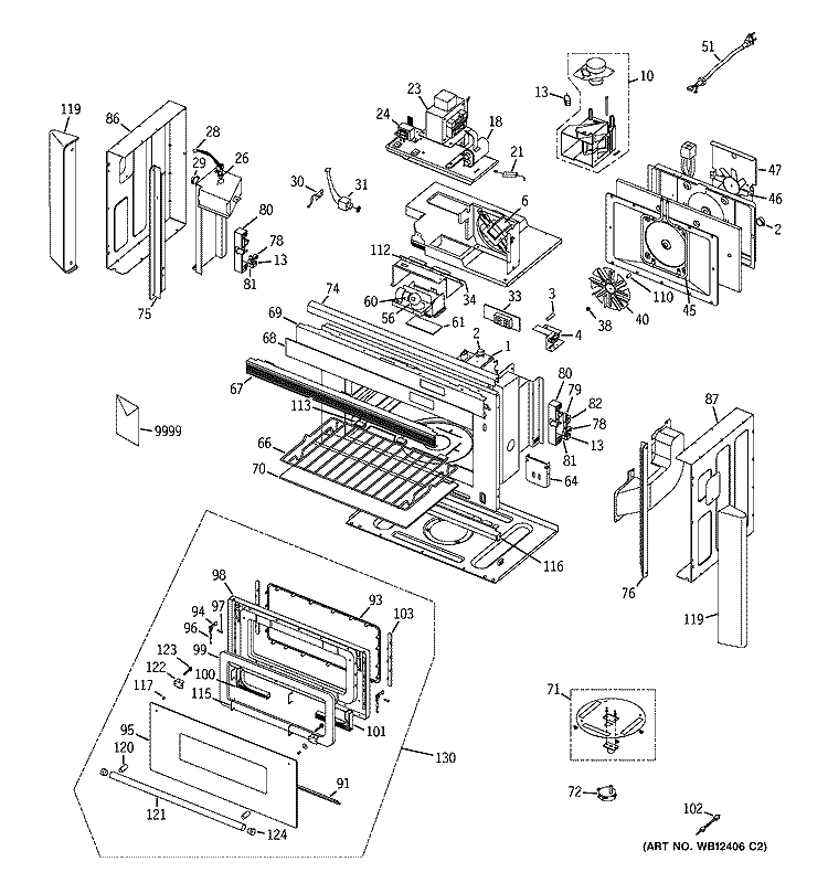 MICROWAVE Diagram and Parts List for ZMC1095WFWW1  General Electric Microwave