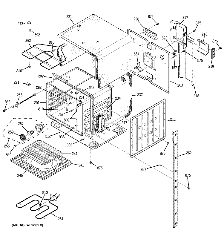 UPPER BODY Diagram and Parts List for JKP27WD1WW  General Electric Range