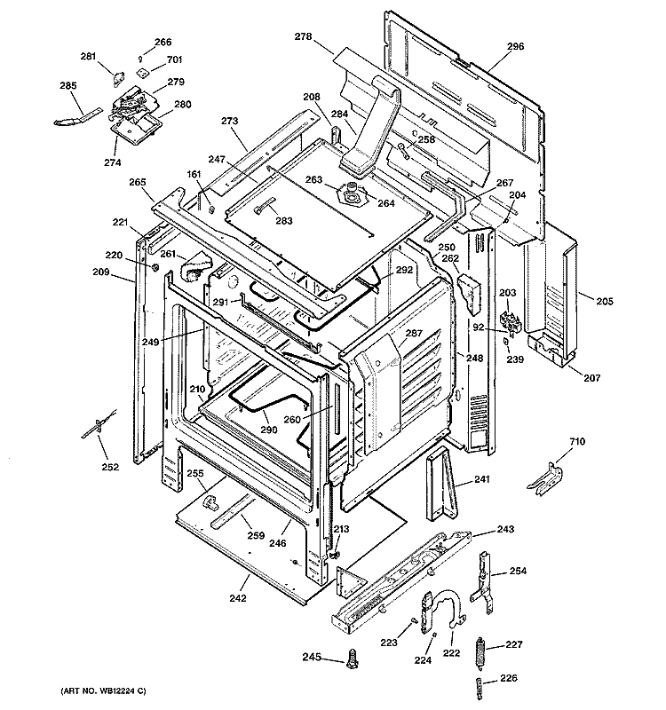 BODY PARTS Diagram and Parts List for JBP60BC4WH  General Electric Range