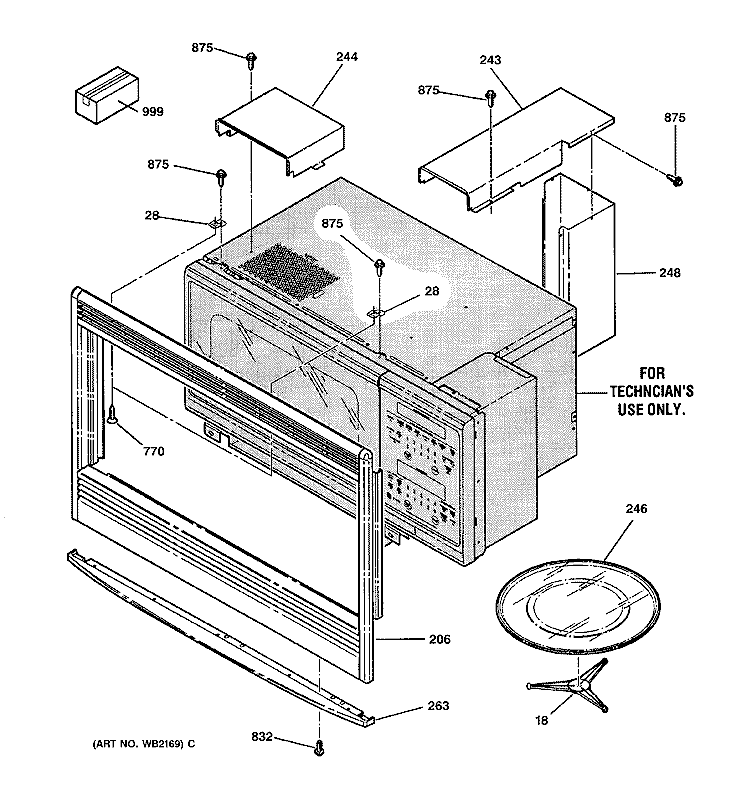MICROWAVE ENCLOSURE Diagram and Parts List for JTP95BA2BB  General Electric Microwave Oven Combo