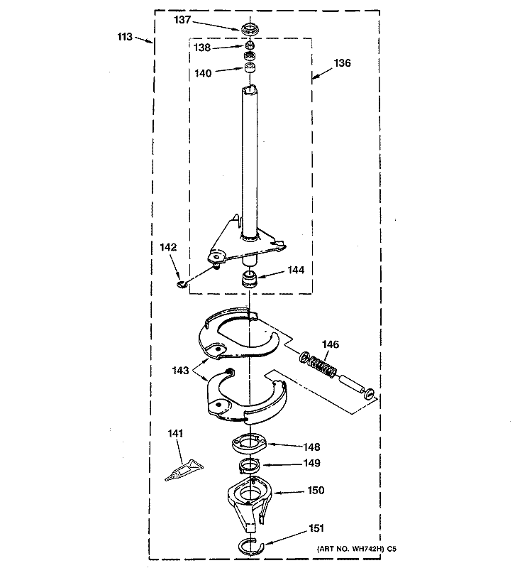 BRAKE & DRIVE PARTS Diagram and Parts List for WSM2480TCAAA  General Electric Washer Dryer Combo