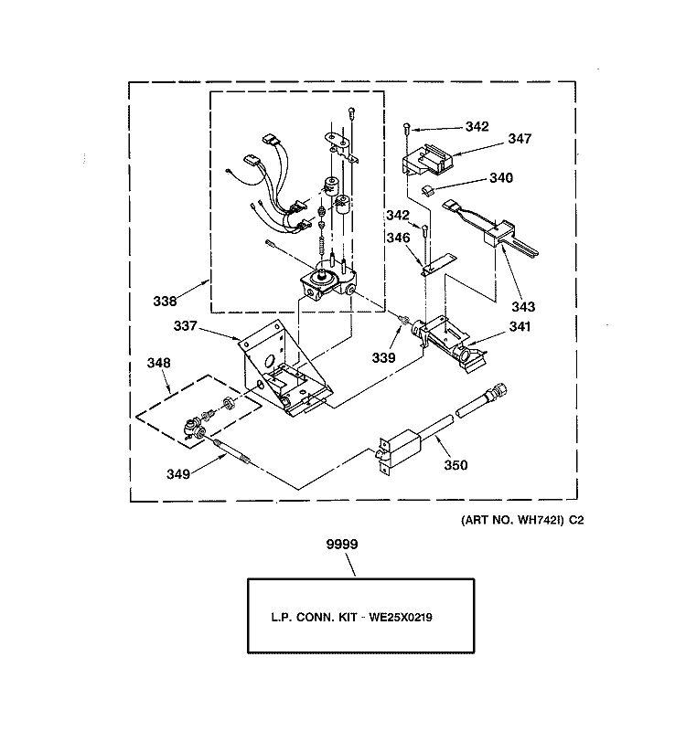 BURNER ASSEMBLY Diagram and Parts List for WSM2480TCAAA  General Electric Washer Dryer Combo