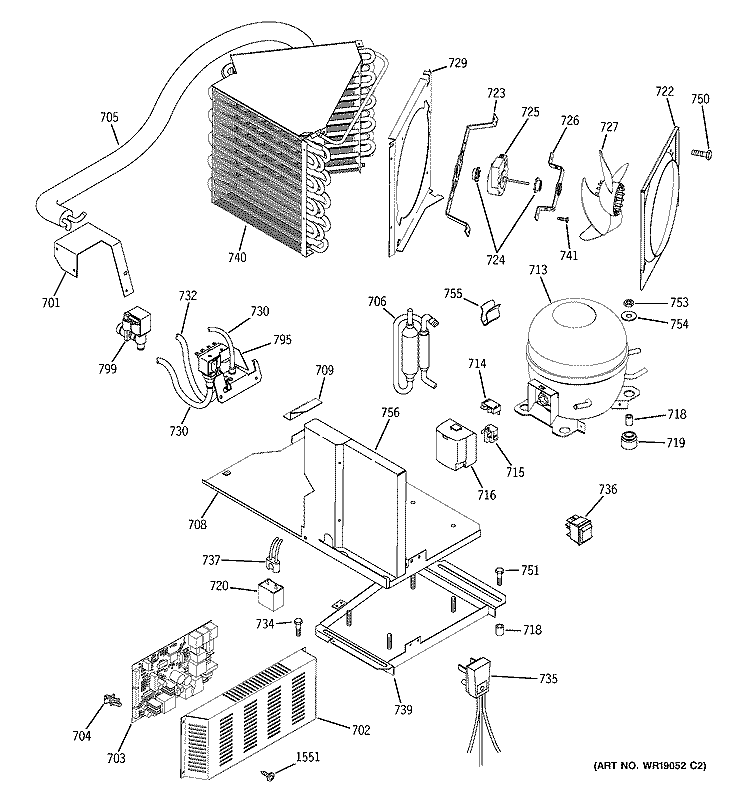 SEALED SYSTEM & MOTHER BOARD Diagram and Parts List for ZISS360DMA  General Electric Refrigerator