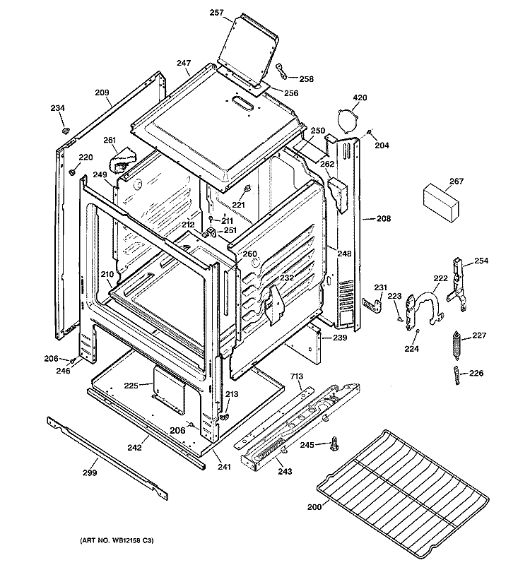 BODY PARTS Diagram and Parts List for LGB116BPA5WH  General Electric Range
