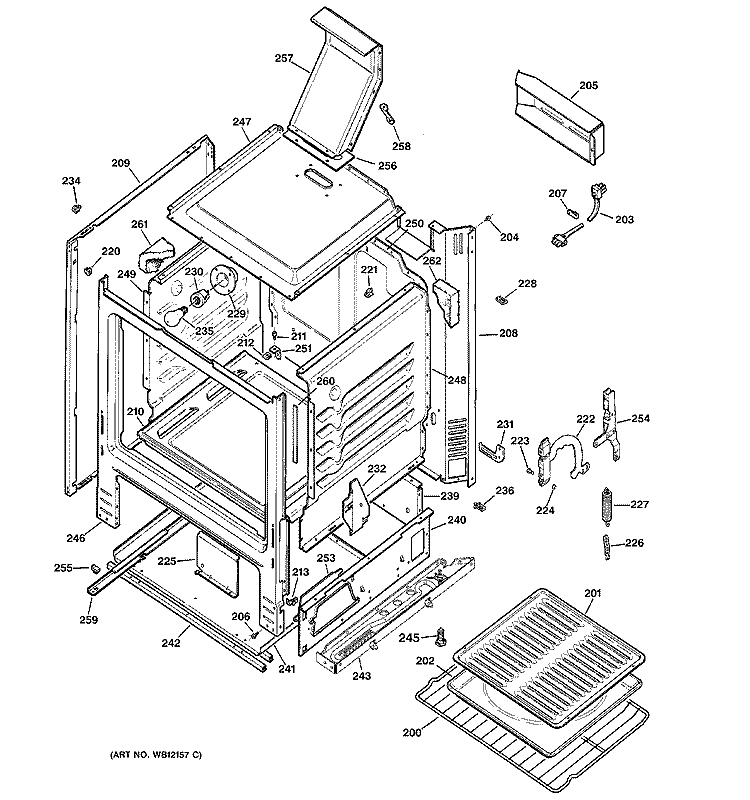 BODY PARTS Diagram and Parts List for RGB535BEA4CT  Hotpoint Range
