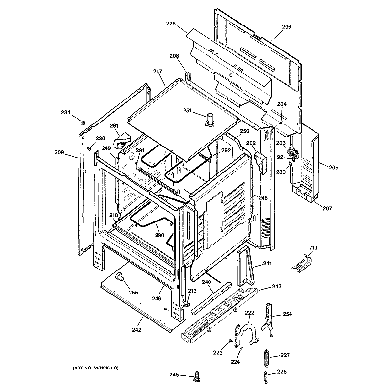 BODY PARTS Diagram and Parts List for RB525C3AD  Hotpoint Range