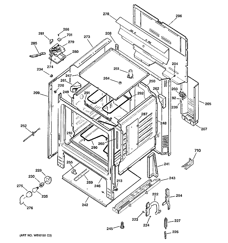 BODY PARTS Diagram and Parts List for RB757BC4WH  Hotpoint Range