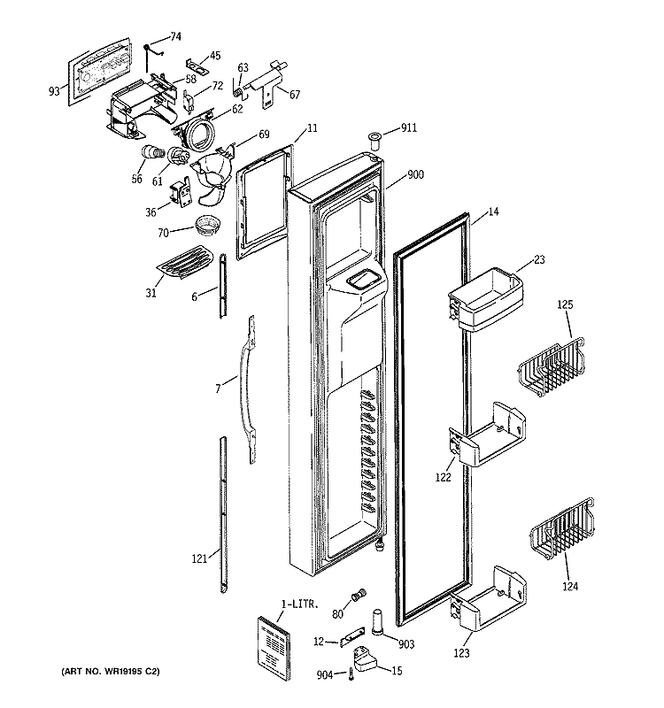 FREEZER DOOR Diagram and Parts List for HSK27MGMFCCC  Hotpoint Refrigerator