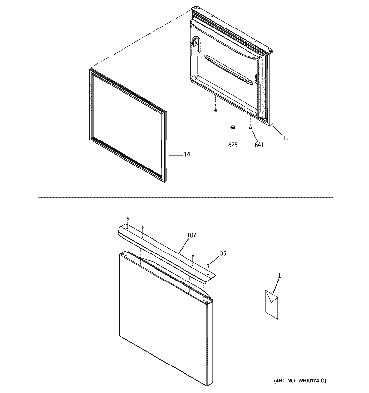 DOOR ASSEMBLIES Diagram and Parts List for PDS22LBNABS  General Electric Refrigerator