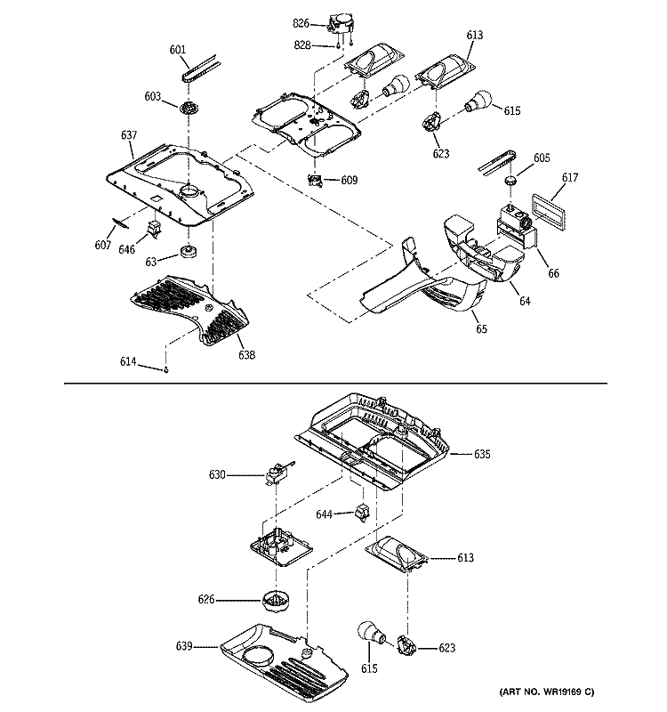 LIGHT SWITCH ASSEMBLIES Diagram and Parts List for PDS22LBNABS  General Electric Refrigerator