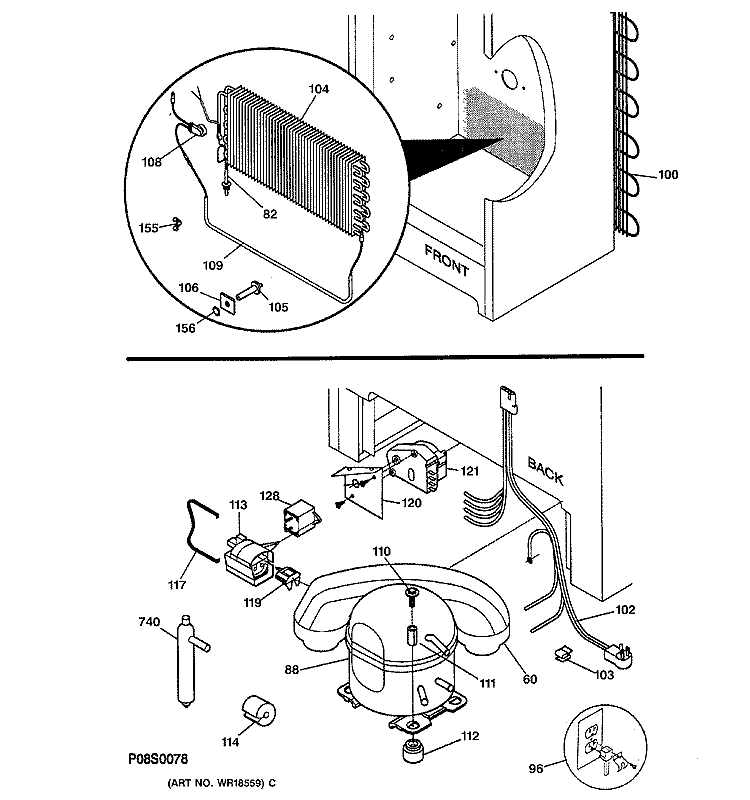 UNIT PARTS Diagram and Parts List for FUF14DAARWH  General Electric Freezer