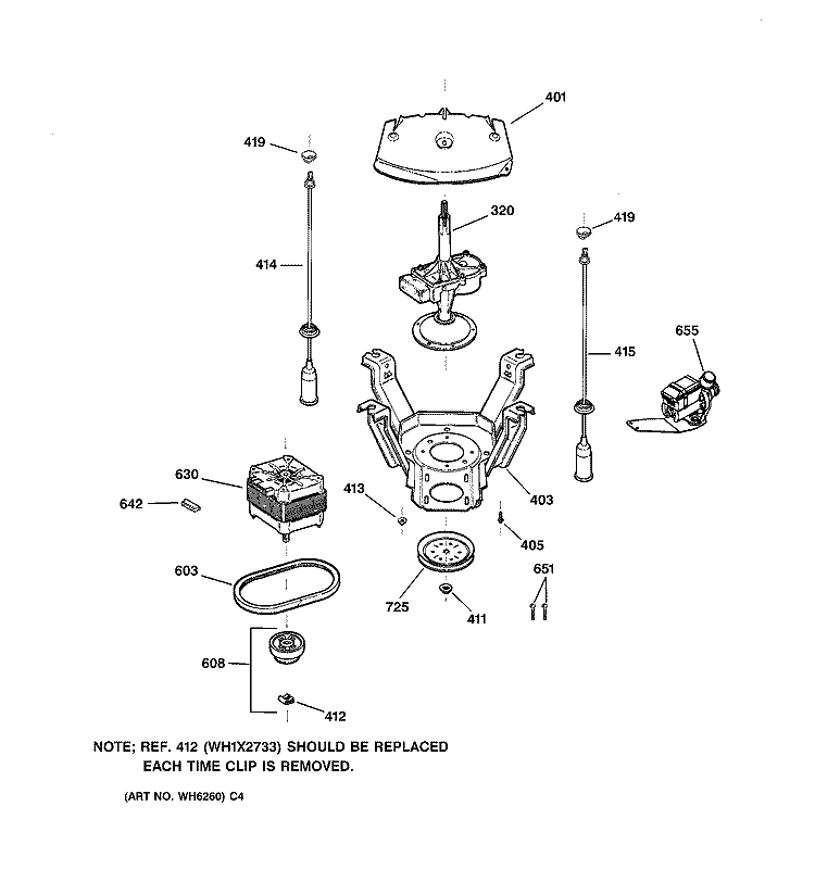 SUSPENSION, PUMP & DRIVE COMPONENTS Diagram and Parts List for S3500B0WW  General Electric Washer