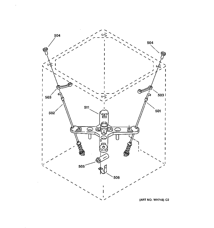 SUSPENSION PARTS Diagram and Parts List for WSKS2060W1WH  General Electric Washer