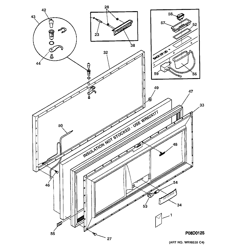 FREEZER DOOR Diagram and Parts List for FCM13SMAWH  General Electric Freezer