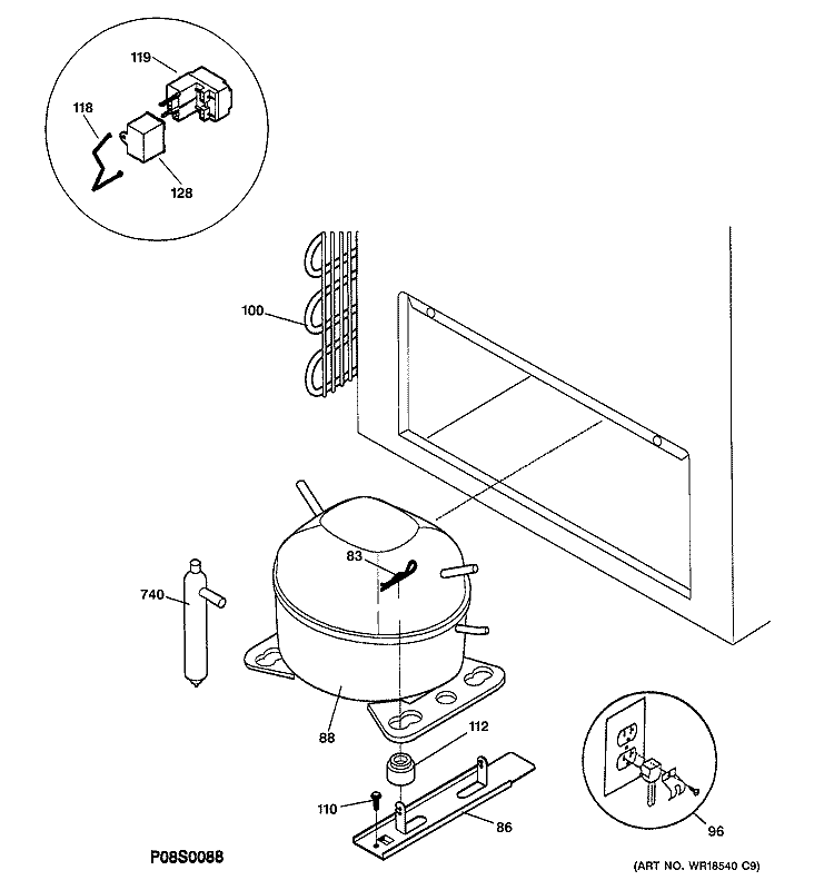 UNIT PARTS Diagram and Parts List for FCM15HDMAWH  General Electric Freezer