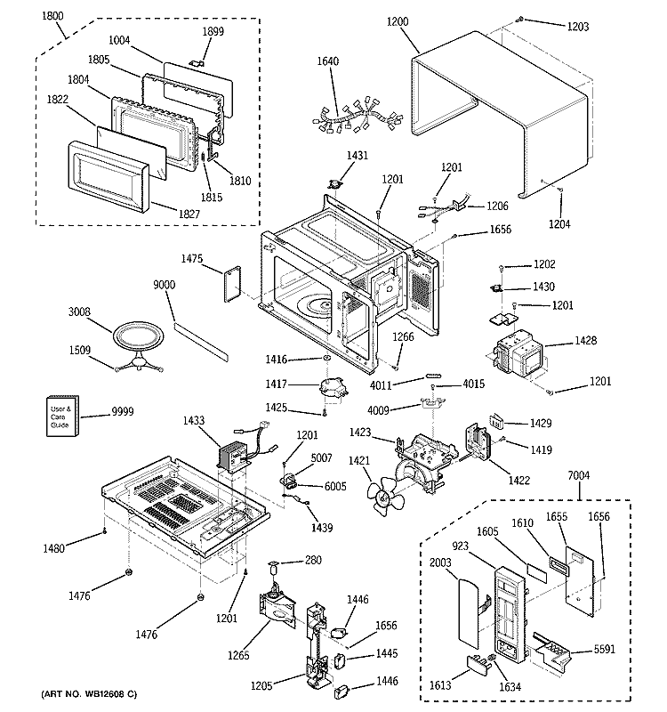 MICROWAVE Diagram and Parts List for JES735BF001  General Electric Microwave