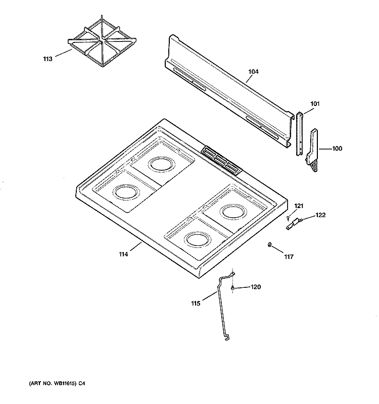 CONTROL PANEL & COOKTOP Diagram and Parts List for JGBS02PPA6WH  General Electric Range