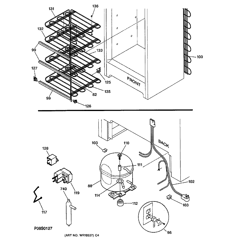 UNIT PARTS Diagram and Parts List for FUM14DMARWH  General Electric Freezer