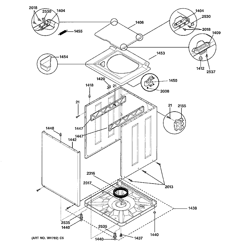 WASHER CABINET Diagram and Parts List for WSM2780WCWWW  General Electric Washer Dryer Combo