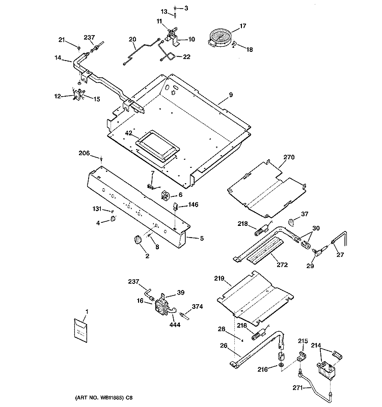 GAS & BURNER PARTS Diagram and Parts List for JGB920BEC2BB  General Electric Range