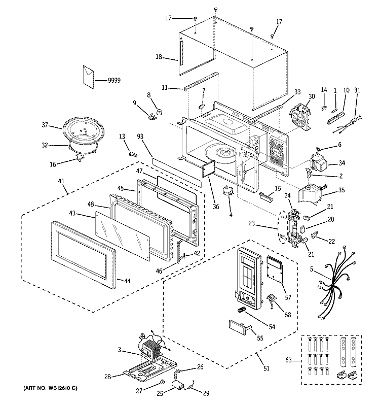 MICROWAVE Diagram and Parts List for JEM31WF001  General Electric Microwave
