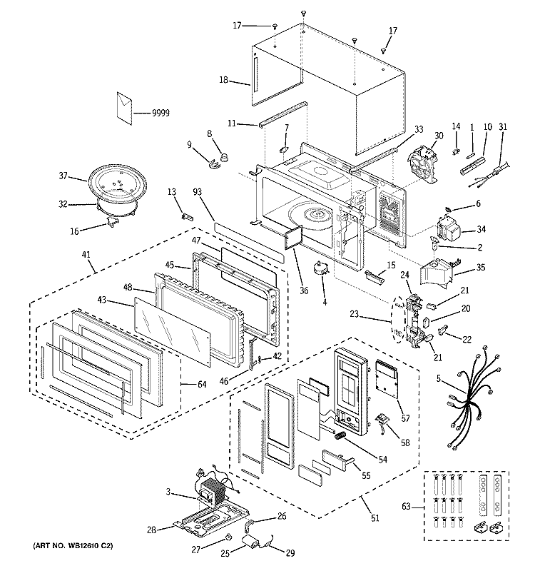 MICROWAVE Diagram and Parts List for JEM31SF001  General Electric Microwave