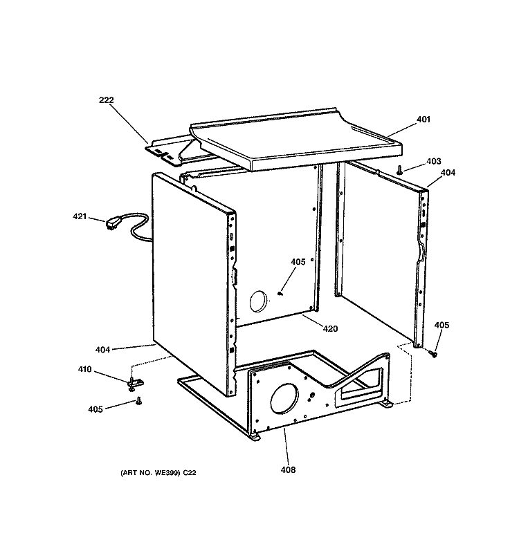 CABINET Diagram and Parts List for DPSB620GC0WW  General Electric Dryer