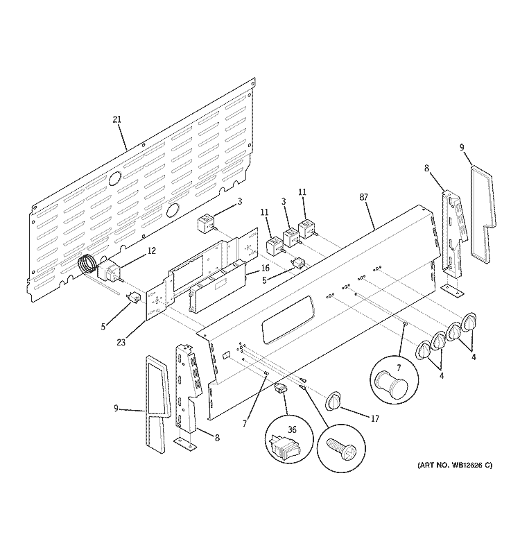 CONTROL PANEL Diagram and Parts List for JCP67F1WW  General Electric Range