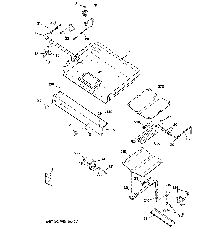 GAS & BURNER PARTS Diagram and Parts List for JGBP28TED2WW  General Electric Range