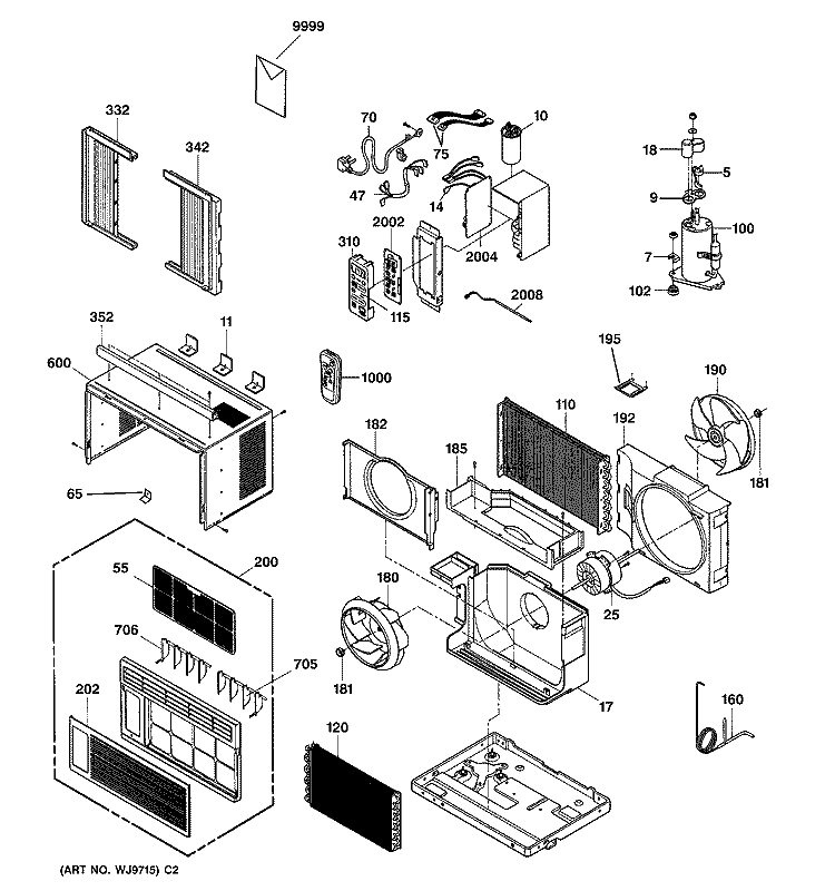 ROOM AIR CONDITIONER Diagram and Parts List for AGQ06LAG1  General Electric Air Conditioner