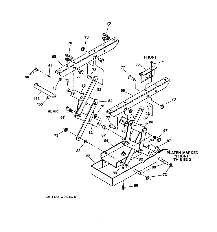 FRAME PARTS Diagram and Parts List for ZCG3500DSS-01  General Electric Trash Compactor
