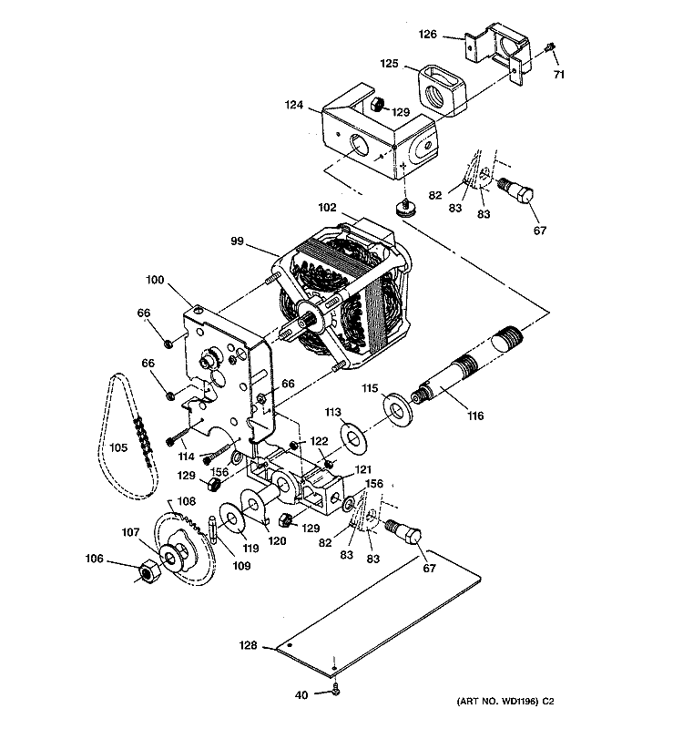 MOTOR & DRIVE PARTS Diagram and Parts List for ZCG3500DSS-01  General Electric Trash Compactor