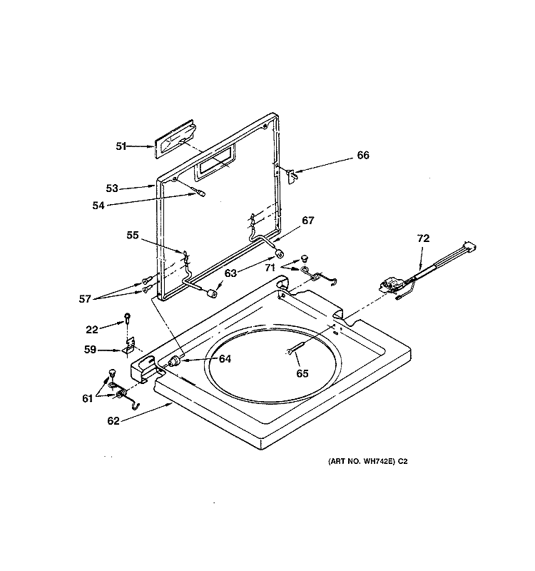 WASHER LID Diagram and Parts List for WSM2420TCAWW  General Electric Washer Dryer Combo