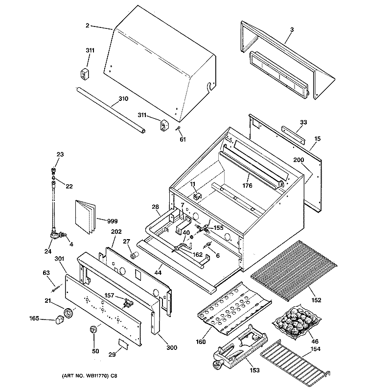 GAS GRILL PARTS Diagram and Parts List for ZGG27L20ASS  General Electric Grill